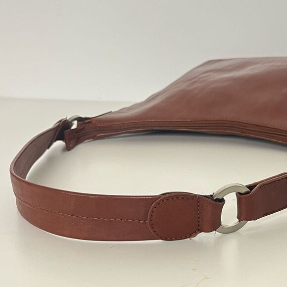 HOBO International Vintage Whiskey Smooth Brown Leather Flat Hobo Shoulder Bag - Picture 7 of 14